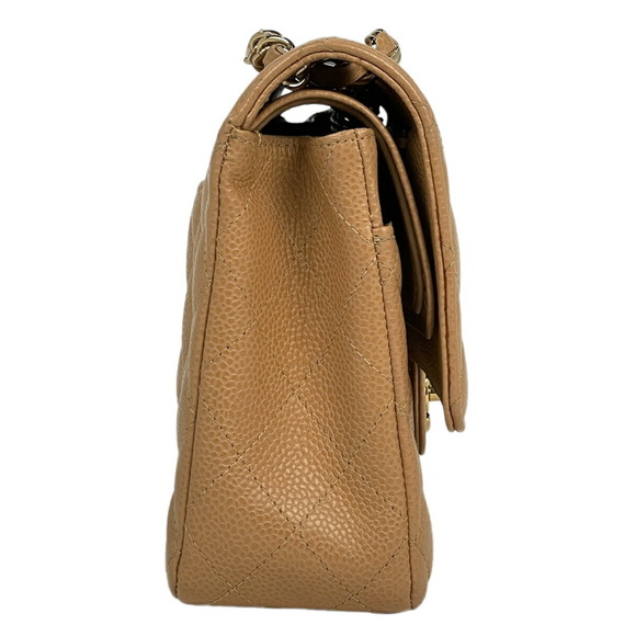 Chanel Bag Matelasse Flap Beige Chain Leather W Shoulder - Picture 1 of 12